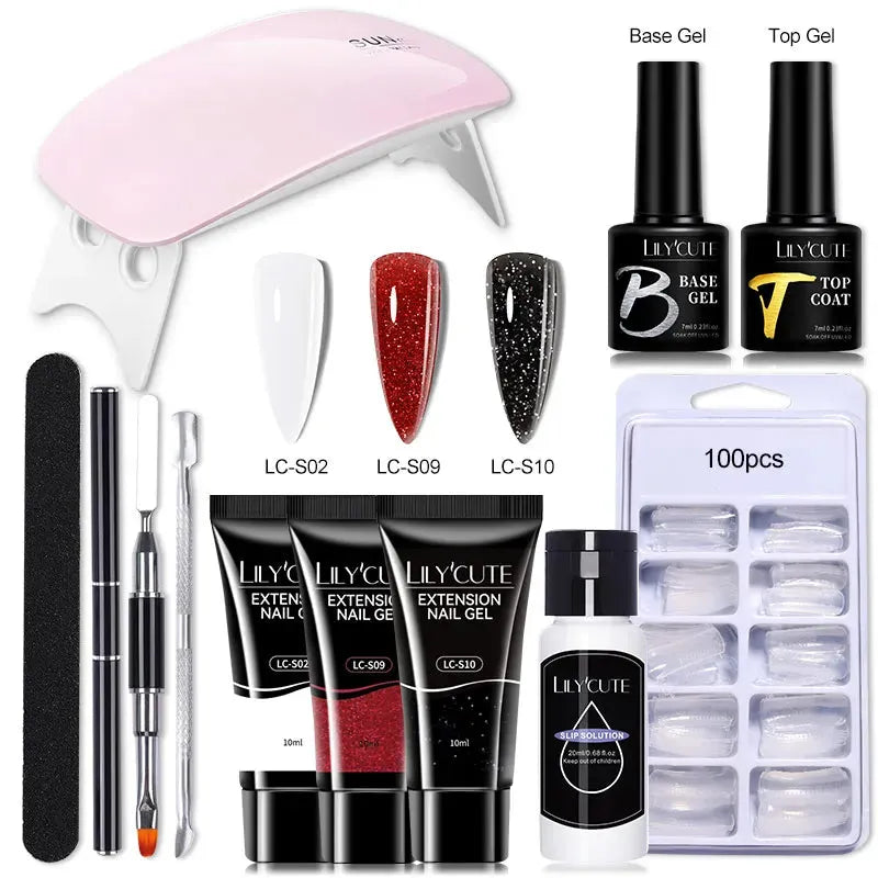 10ML Extension Nail Gel Set Manicure Set With 6W UV Lamp Finger Extend Mold Nail Kit Nail Art Quick Extension Tool Kit - Shop & Buy