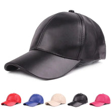 Load image into Gallery viewer, Women Men Hat PU Leather Baseball Cap Visor Light Board Solid Men Hip Hop Cap Outdoor Sun Hat Adjustable Sports Golf caps
