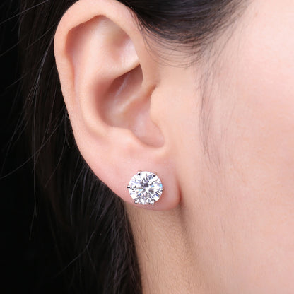 Moissanite D Color Total 0.6ct 1ct 2ct 3ct 4ct 6ct S925 Sterling Silver Stud Earrings for Woman