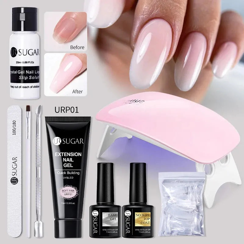 Acrylic UV Gel Extension Nail Gel Kit Nude Glitter Color Fast Building Gel Nail Polish All For Manicure Nail Art Design - Shop & Buy