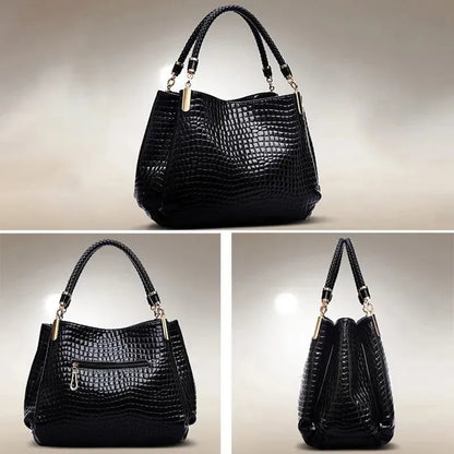 Women's Bag Large Capacity Tote Daily Commute Women's Shoulder Bag Crocodile Print Bright Face Handbag - Shop & Buy