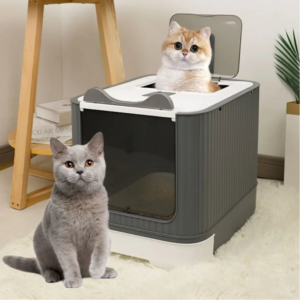 Fully Enclosed Cat Litter Box, Folding Drawer Design, Deodorizing Cat Toilet with Splash Guard, Suitable for Most Cat