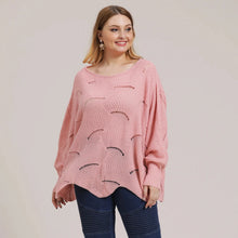 Load image into Gallery viewer, Winter Batwing Sleeve Plus Size Sweater Women Hollowed Large Pullover Lady Loose Oversize Jumper Big Jerseys Curvy Knitwear
