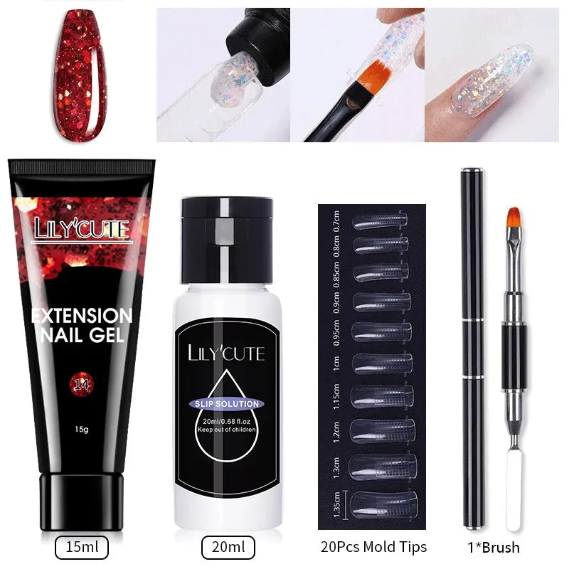 Extension Gel Nail Polish Kit Quick Extension Manicure Gel Set Finger Extend Mold Nail Brush Nail Art Tool Set Supplies - Shop & Buy