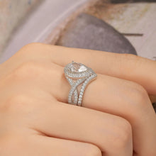 Load image into Gallery viewer, Newshe 925 Sterling Silver Vintage Pear Halo Wedding Rings for Women
