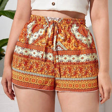 Load image into Gallery viewer, Plus Size Floral Print Summer Casual Shorts Women Elastic Knot Waist Elegant Boho Shorts
