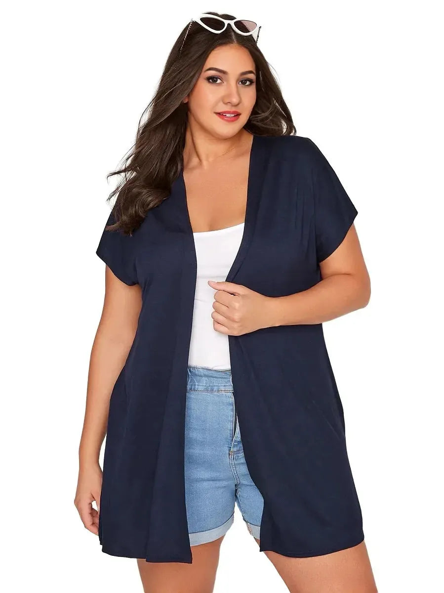 Womens Short Sleeve Plus Size Summer Kimono Cardigan Long Loose Open Front Large Size - Shop & Buy