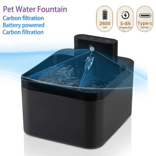 2.2L Automatic Wireless Cat Water Fountain USB Pet Drinker Battery & Sensor 2 in 1 Dispenser drinking fountain for cat dog