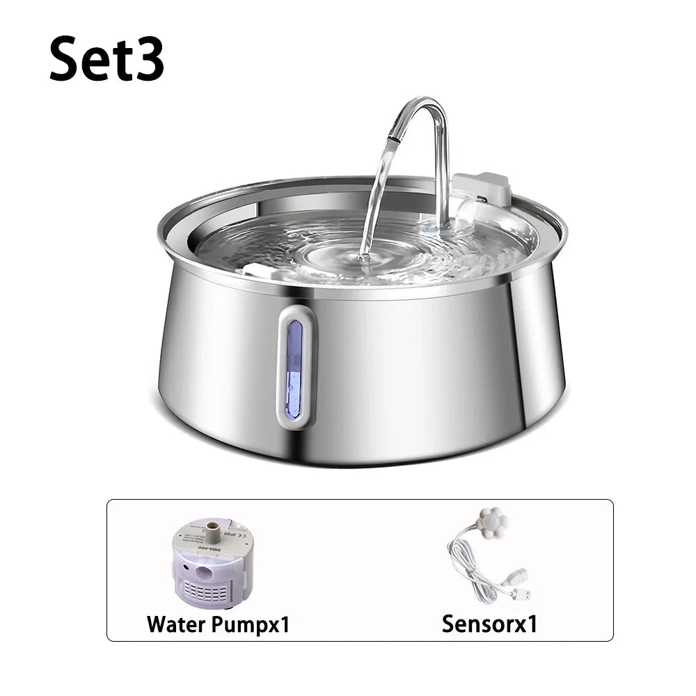 4L Cat Drinking Fountain Automatic Stainless Steel Pet Cats Water Dispenser Ultra-quiet Pump Drink Foutain For Multiple Pets