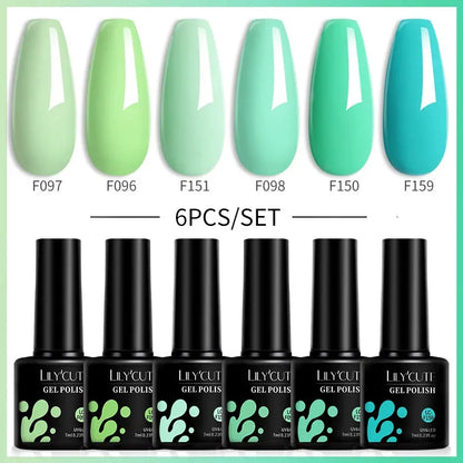 6Pcs/Set Macaron Color Gel Nail Polish Set Kit Spring 6 Colors UV LED Nail Art Gel Vernis Semi Permanent Base Top Coat - Shop & Buy