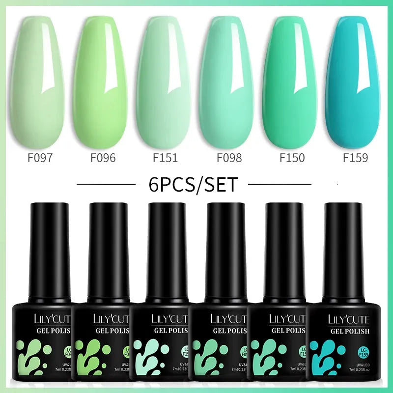 6PCS/SET Color Nail Gel Polish Set Kits Base Top Coat Varnish Soak Off UV Gel LED Semi Permanent All For Manicure - Shop & Buy