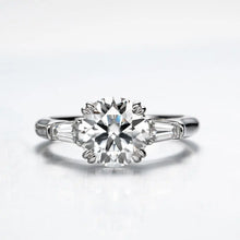 Load image into Gallery viewer, 3 Stone Moissanite Engagement Rings For Women Solid 925 Silver 3CT / 5CT Round Cut
