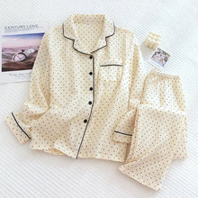 Load image into Gallery viewer, 100% Cotton Gauze Summer Women Pajamas Polka Dot Print Sleepwear
