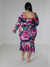 Load image into Gallery viewer, Plus Size Dresses for Women Summer Holiday Clothing Floral Print Off Shoulder Maxi Dress
