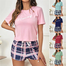 Load image into Gallery viewer, Women&#39;s Pajamas Lingerie Set Ladies Girls Letter Print Round Neck Sleepwear Shorts Loungewear
