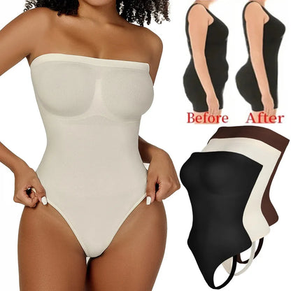 Womens Bodysuits Sexy Strapless Shapewear Thong Waist Trainer Butt Lifter Corset Slimming Compression Tummy Control Body Shaper - Shop & Buy