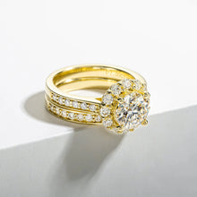 Load image into Gallery viewer, 2 Carat D Color All Moissanite 925 Sterling Silver Wedding Yellow Color Ring Sets
