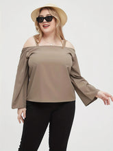 Load image into Gallery viewer, Solid Color Plus Size Blouse Casual Off Shoulder Women‘s Clothing For Spring And Fall T-Shirt Long Sleeves
