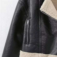 Load image into Gallery viewer, Autumn and Winter New Lapel Fashion Versatile Zipper Pocket Polar Fleece Double-sided Leather Short Jacket
