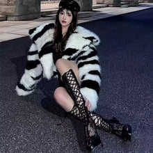 Load image into Gallery viewer, Winter Fur Coat Zebra color Short Women&#39;s Jacket New Top Thickened
