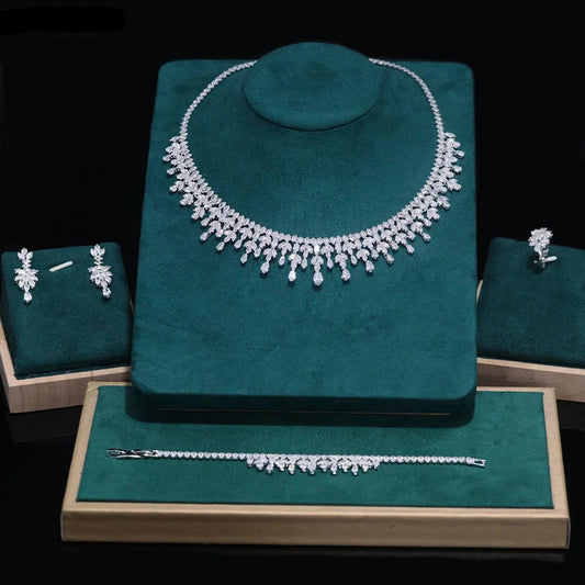 5A Cubic Zirconia 2/4PCS Jewelry Set For Women Wedding Party Luxury Crystal Jewelry Accessories