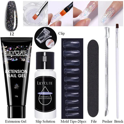 Extension Gel Nail Polish Kit Quick Extension Manicure Gel Set Finger Extend Mold Nail Brush Nail Art Tool Set Supplies - Shop & Buy