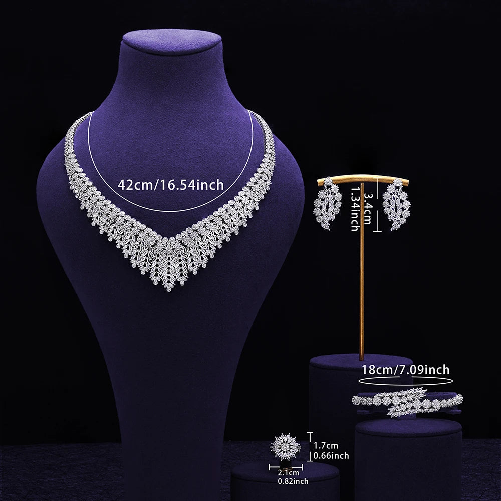 4pcs Bridal Jewelry Sets New Fashion Dubai Jewelry Set For Women Wedding Party Accessories Design