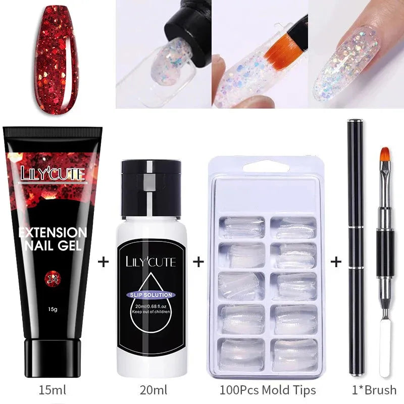 Extension Gel Nail Polish Kit Quick Extension Manicure Gel Set Finger Extend Mold Nail Brush Nail Art Tool Set Supplies - Shop & Buy