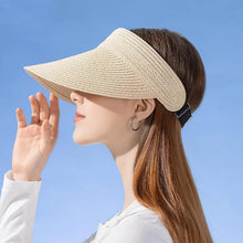 Load image into Gallery viewer, Summer Simple Women Sun Hat Anti Uv Female Outdoor Visor Cap Hand Made Straw Cap Casual Shade Hats
