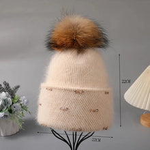 Load image into Gallery viewer, New Hat For Women Winter Knitted Angora Rabbit Fur Beanie Fashion With Rhinestone Warm Hats Female Luxury Brand Cap y2k
