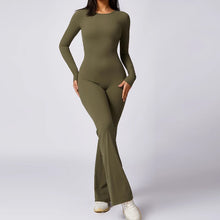 Load image into Gallery viewer, Long-Sleeved One-piece Suit Women Backless Sports Jumpsuit Female Push up Rompers Quick Drying Yoga Clothing
