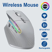 Load image into Gallery viewer, Multi-Device Wireless Mouse Bluetooth 5.0 &amp; 3.0 Mouse 2.4G Wireless Portable Optical Mouse Ergonomic Right Hand
