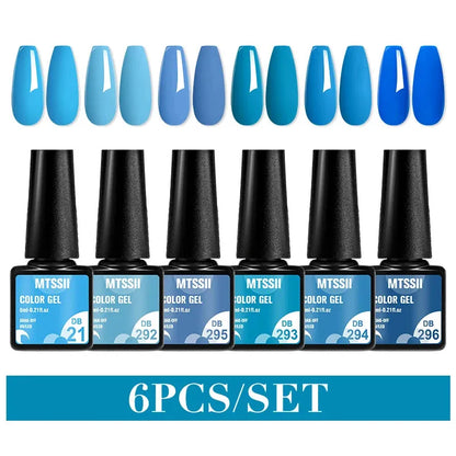 6PCS/Set Red Gel Nail Polish Set Glitter Sequins Semi Permanent Base Matte Top Coat Soak Off LED UV Nail Art Gel Varnish - Shop & Buy