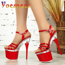 Load image into Gallery viewer, Women Platform Ankle Strap Sandals Sexy 18CM Ultra High Heels Fashion Nightclub Stripper Shoes
