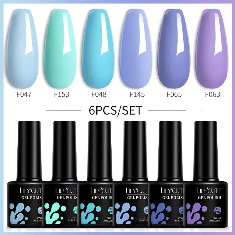 6Pcs/Set Macaron Color Gel Nail Polish Set Kit Spring 6 Colors UV LED Nail Art Gel Vernis Semi Permanent Base Top Coat - Shop & Buy