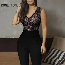 Load image into Gallery viewer, Women Solid Elegant Deep V-Neck Lace Bodice Sleeveless Ankle Length Jumpsuits
