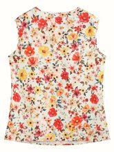 Load image into Gallery viewer, Plus Size Floral Print Tank Top, Casual V Neck Sleeveless Top For Summer, Women&#39;s Plus Size Clothing
