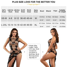 Load image into Gallery viewer, Fishnet Black Split Bodystocking Dress Elastic Babydoll Pajamas Hollow Mesh Lingerie Nightdress
