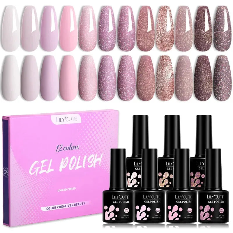 12PCs 7ml Spring Macaron Nail Gel Polish Set Semi Permanent UV Gel For Manicure Soak Off Gel Nail Polish Kit Varnishes - Shop & Buy