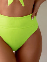 Load image into Gallery viewer, Fluorescent Green Two Piece Women&#39;s Swimsuit High Waist Sexy V-neck Bowknot Bikini Set
