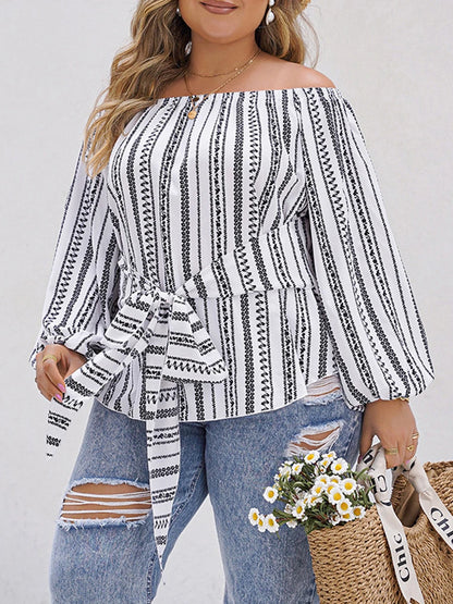 Women Plus Size Shirts Floral Print Long Sleeve V-Neck Fashion Blouses Spring Fall Casual Ruffle Tops Off Shoulder Trendy Style