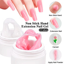 Load image into Gallery viewer, 15ML Non Stick Hand Solid Extension Nail Gel Set Clear Nude Pink Extension Gel Rhinestone Glue Gel Nail Set
