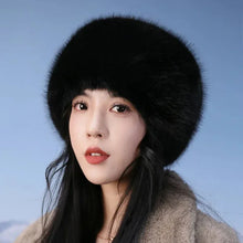 Load image into Gallery viewer, Winter Faux Fur Bucket Hat Women Elegant Russian Hat Fluffy Warm Panama Plush Cap
