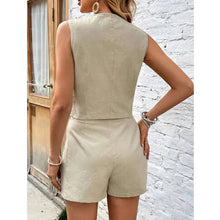 Load image into Gallery viewer, Cotton Shorts Sets for Women 2 Pieces Sexy Sleeveless Single Breasted Vest Top + Shorts Suit Elegant Office Lady Tracksuit
