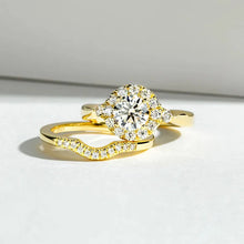 Load image into Gallery viewer, Engagement Gold Color Ring Set For Women 925 Sterling Silver 1 Carat All Moissanite Ring
