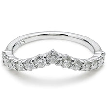 Load image into Gallery viewer, Moissanite Wedding Band Solid 925 Sterling Silver V Curved Half Eternity Band Rings
