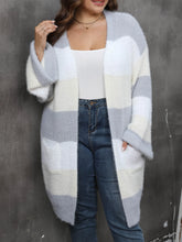 Load image into Gallery viewer, Winter Casual Long Plus Size Sweater Cardigan Women Stripe Large Cardigans Ladies Loose Oversized Knitted Coat
