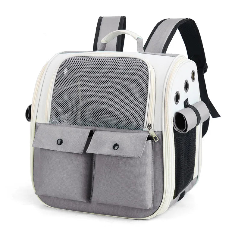 Ventilation Large Capacity Cat Carrier Backpack Adjustable Strap Pet Carrying Bag Foldable Cat Backpack for Outdoor Travel Pet