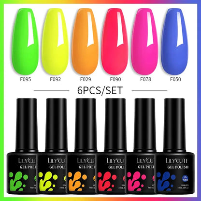 6PCS/SET Color Nail Gel Polish Set Kits Base Top Coat Varnish Soak Off UV Gel LED Semi Permanent All For Manicure - Shop & Buy