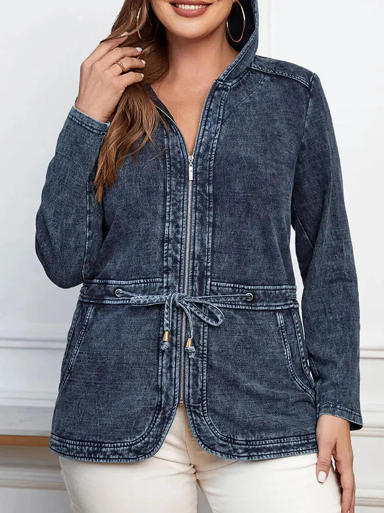 Women's Plus Size Denim Jacket Women's Casual High End Stretch Knit Denim Jacket - Shop & Buy